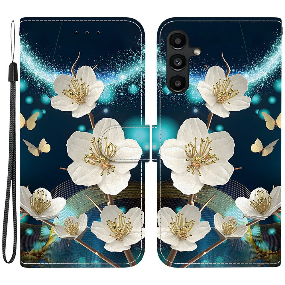Samsung Galaxy A15 5G / 4G-skal, mönstertryck, fallskyddande läder, plånboksfodral med snodd