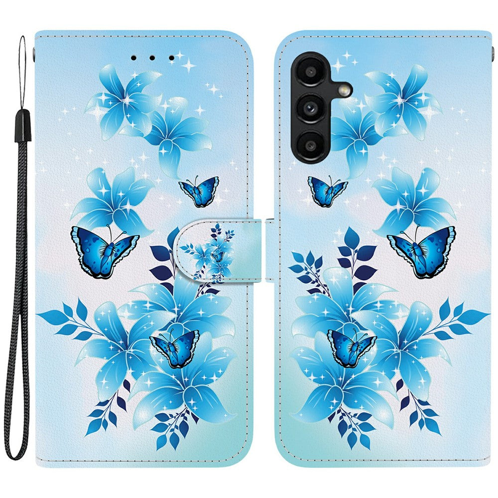 Samsung Galaxy A15 5G / 4G-skal, mönstertryck, fallskyddande läder, plånboksfodral med snodd