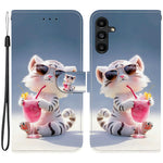 Samsung Galaxy A15 5G / 4G-skal, mönstertryck, fallskyddande läder, plånboksfodral med snodd