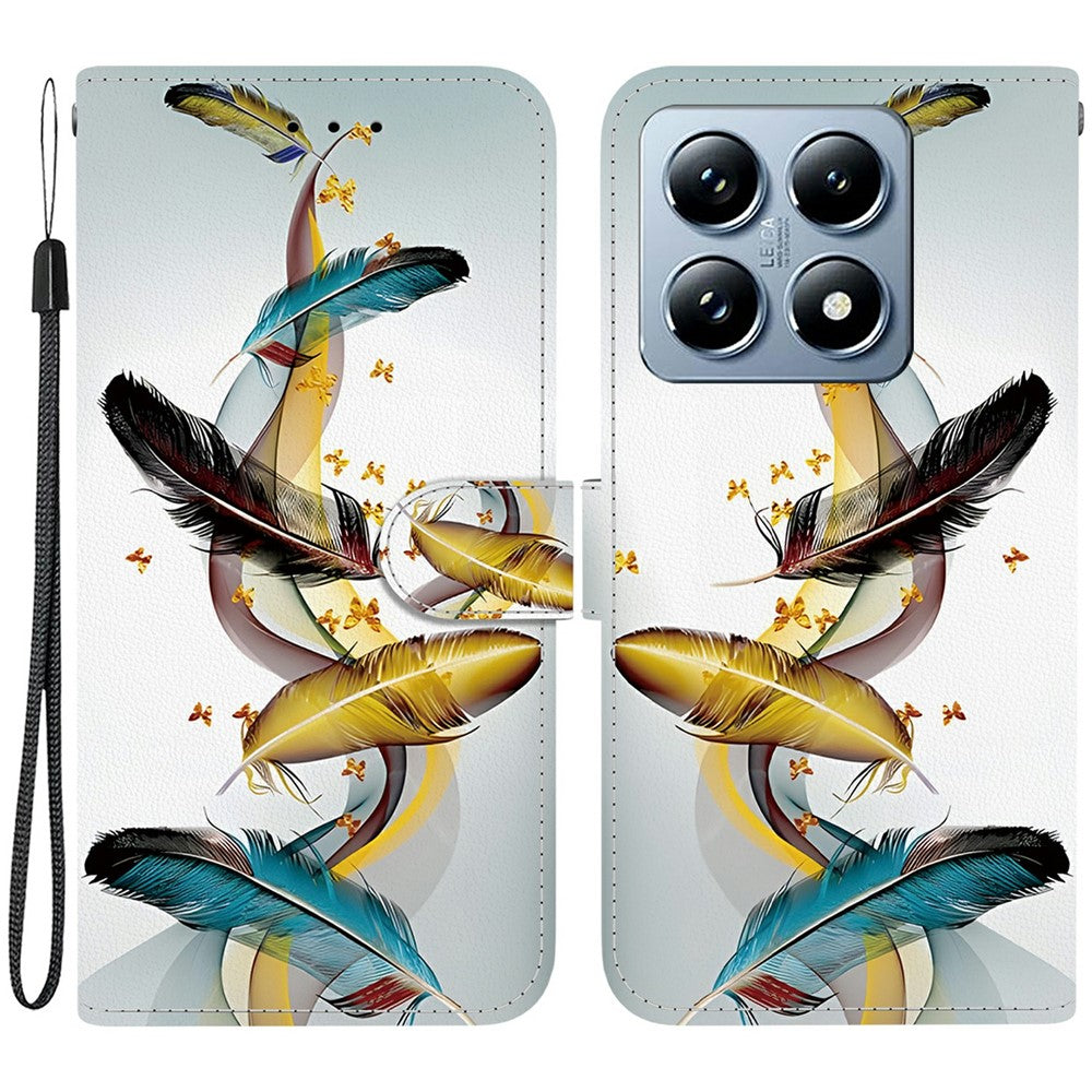 For Xiaomi 14T Pro Case Pattern Printing Anti-Drop Leather Flip Wallet Phone Cover with Lanyard