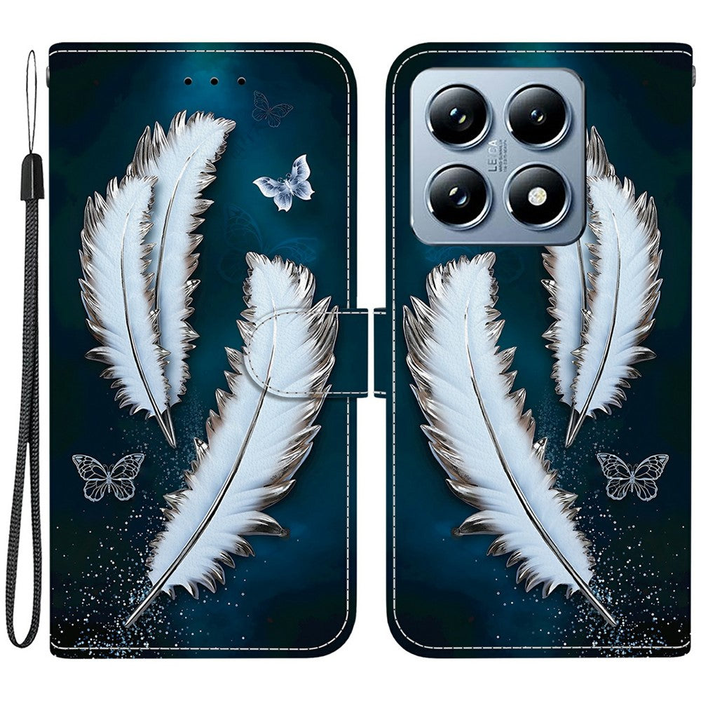 For Xiaomi 14T Pro Case Pattern Printing Anti-Drop Leather Flip Wallet Phone Cover with Lanyard