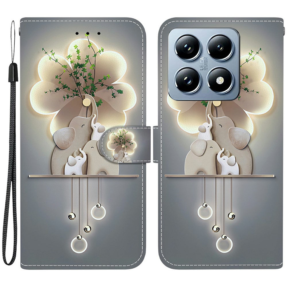 For Xiaomi 14T Pro Case Pattern Printing Anti-Drop Leather Flip Wallet Phone Cover with Lanyard