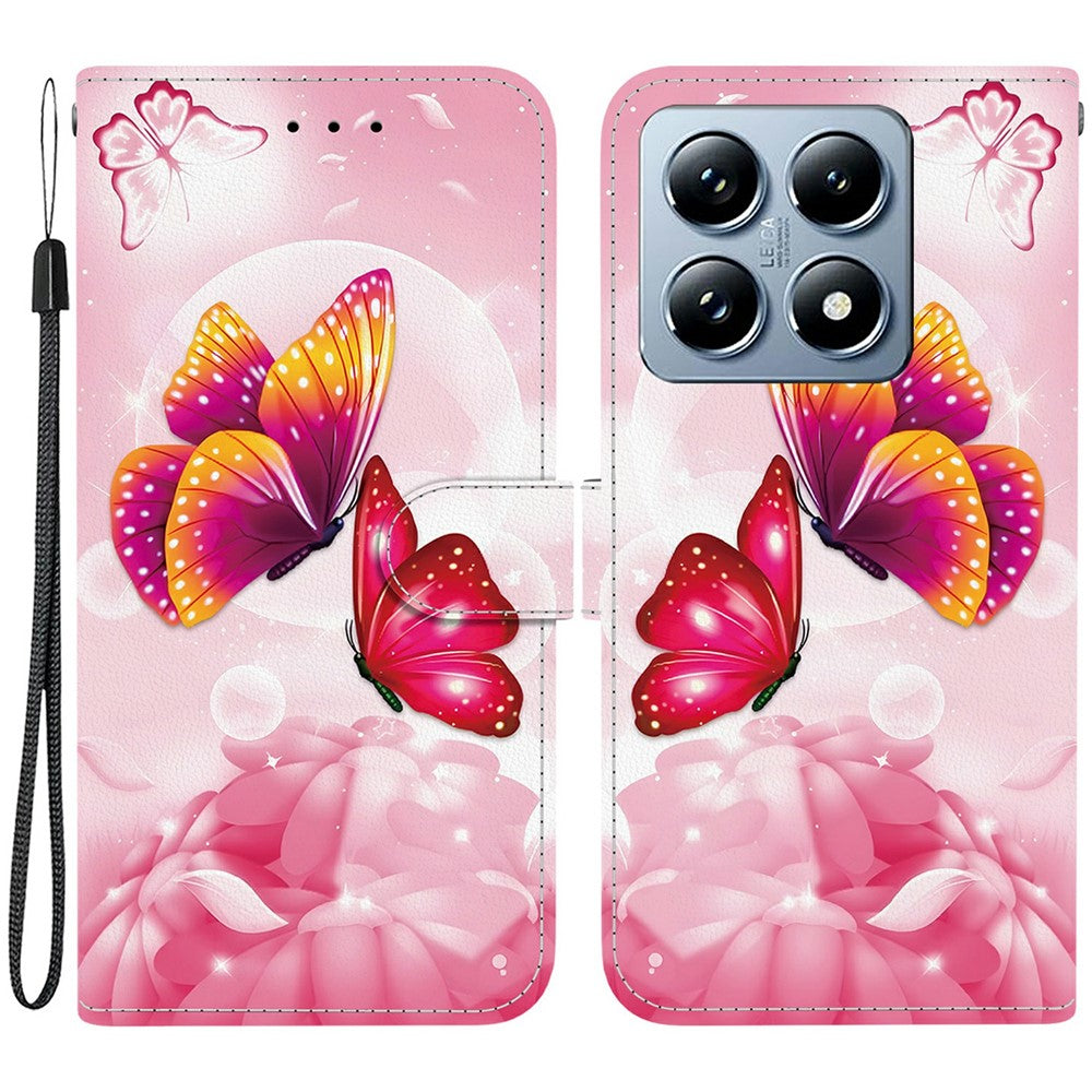 For Xiaomi 14T Pro Case Pattern Printing Anti-Drop Leather Flip Wallet Phone Cover with Lanyard