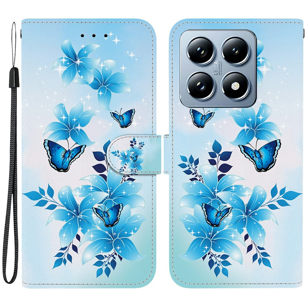For Xiaomi 14T Pro Case Pattern Printing Anti-Drop Leather Flip Wallet Phone Cover with Lanyard