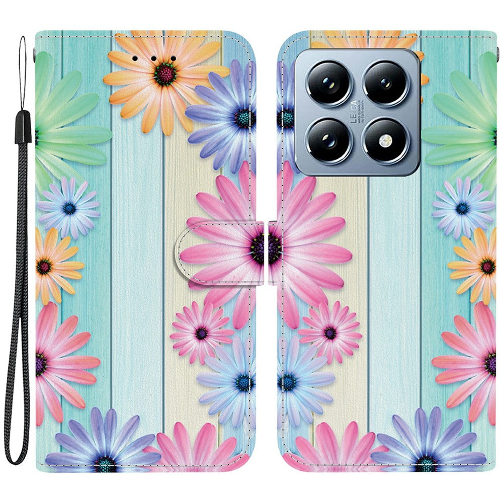 For Xiaomi 14T Pro Case Pattern Printing Anti-Drop Leather Flip Wallet Phone Cover with Lanyard