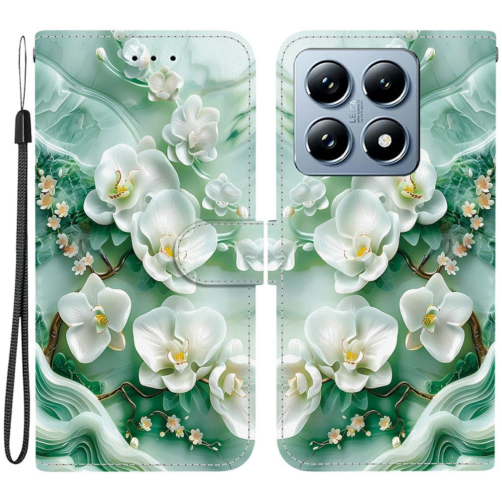 For Xiaomi 14T Pro Case Pattern Printing Anti-Drop Leather Flip Wallet Phone Cover with Lanyard