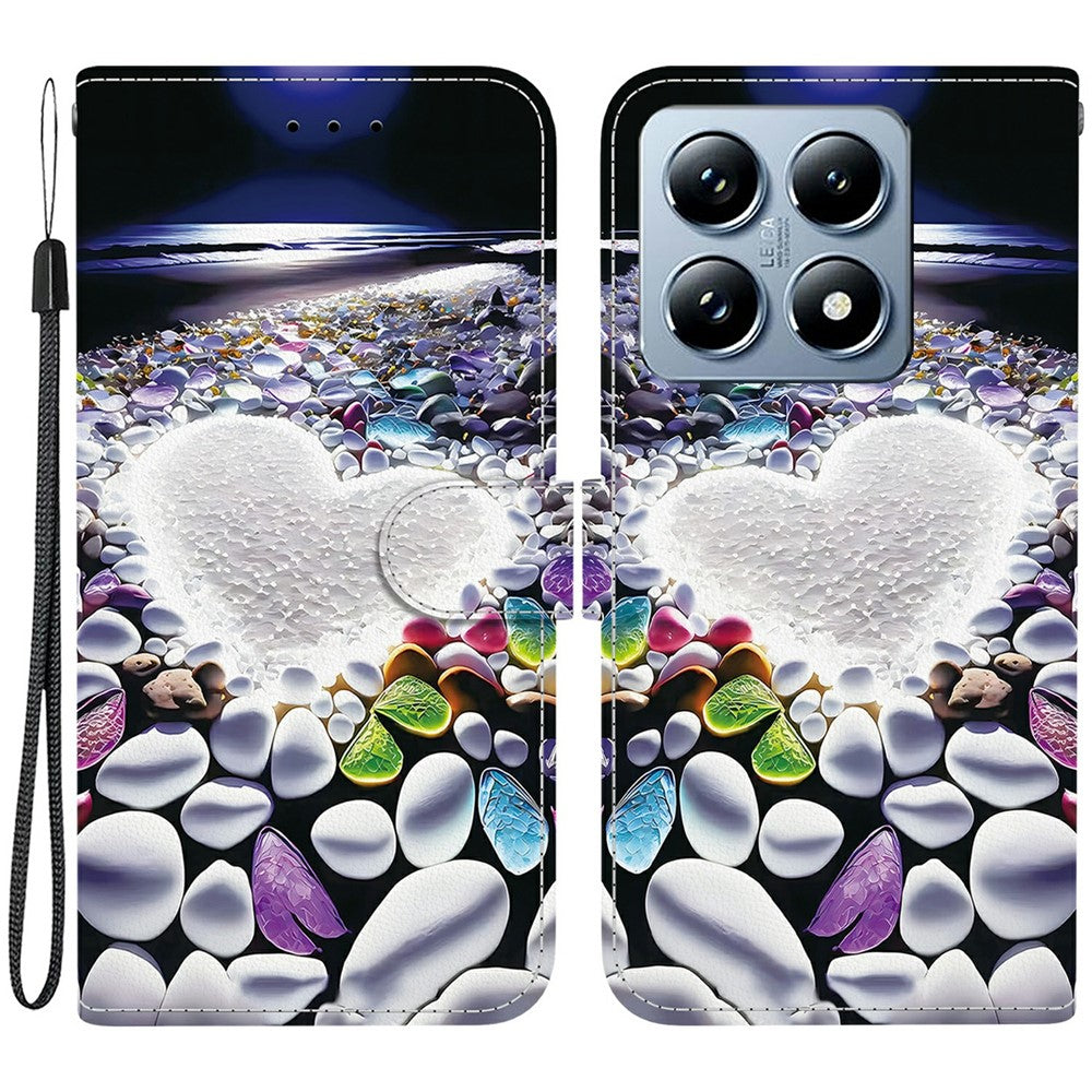 For Xiaomi 14T Pro Case Pattern Printing Anti-Drop Leather Flip Wallet Phone Cover with Lanyard