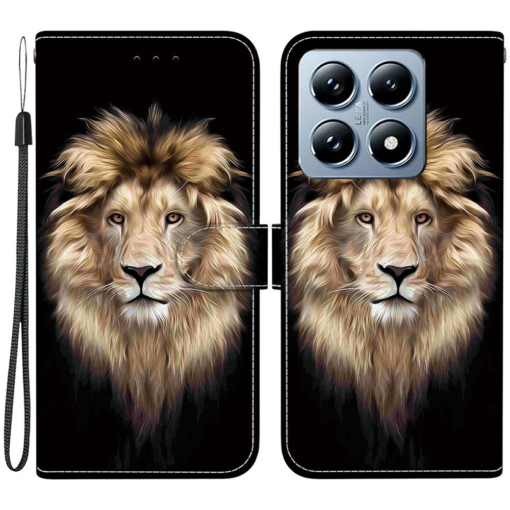 For Xiaomi 14T Pro Case Pattern Printing Anti-Drop Leather Flip Wallet Phone Cover with Lanyard