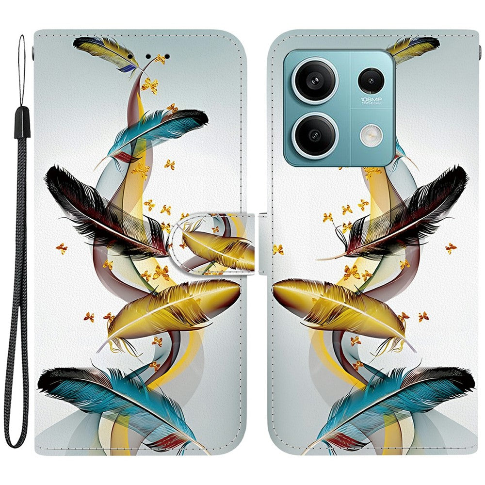 For Xiaomi Redmi Note 13 5G Case Pattern Printing Anti-Drop Leather Flip Wallet Phone Cover with Lanyard