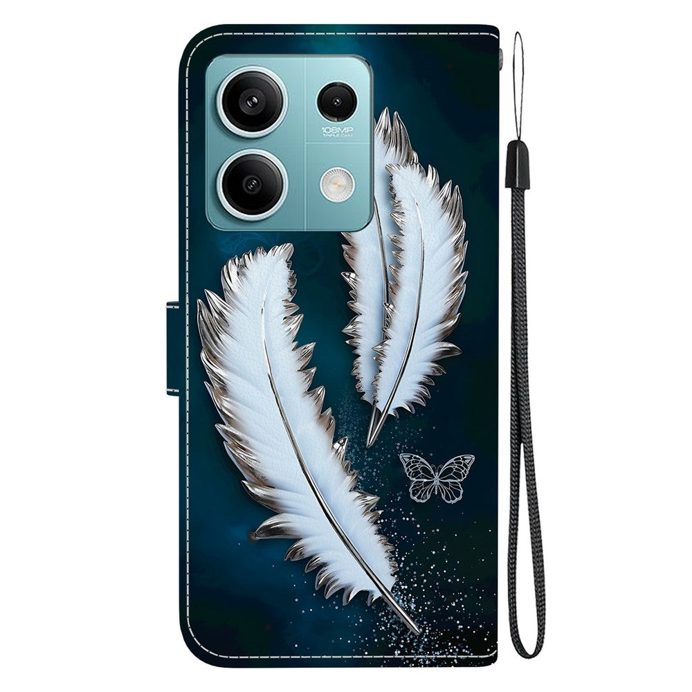 For Xiaomi Redmi Note 13 5G Case Pattern Printing Anti-Drop Leather Flip Wallet Phone Cover with Lanyard