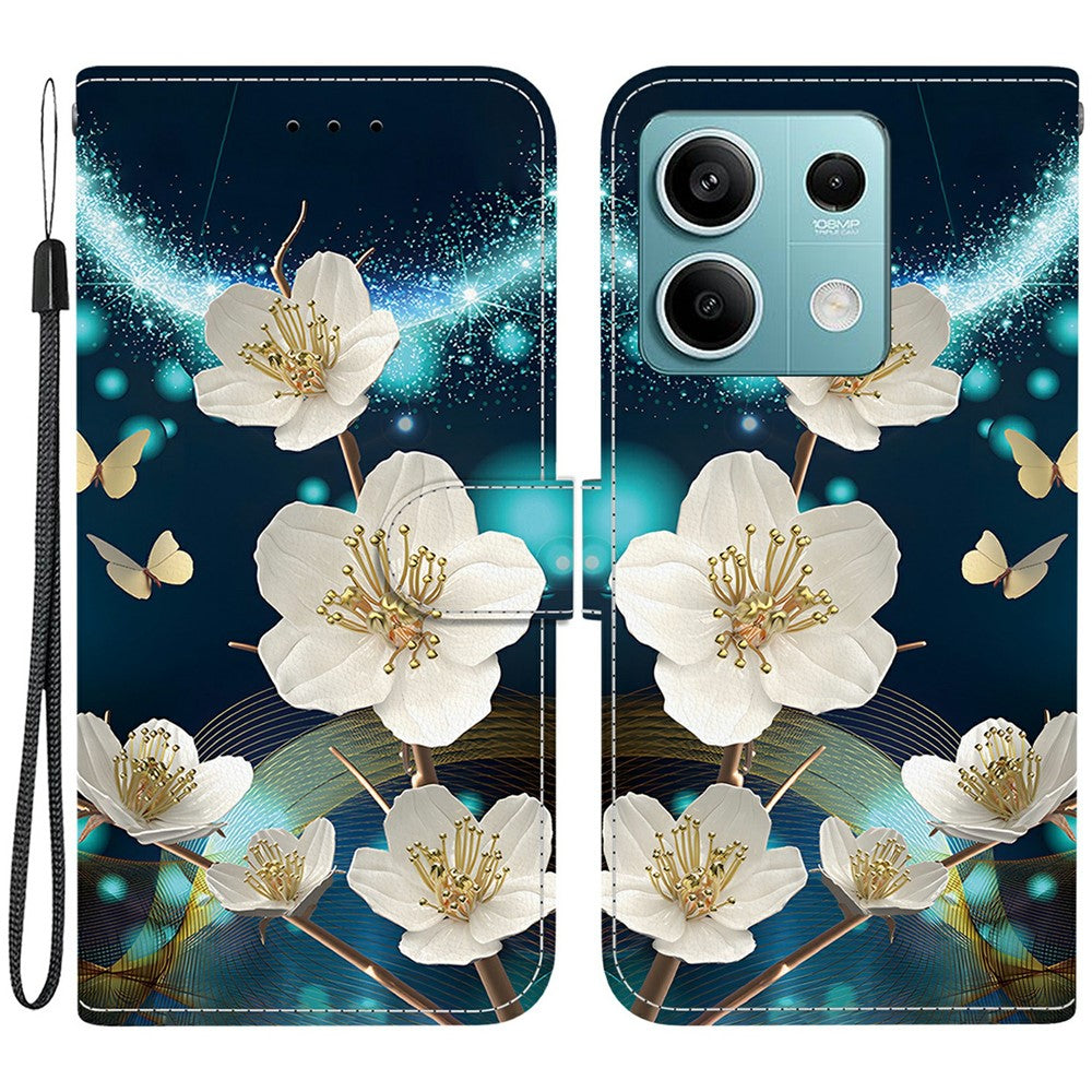 For Xiaomi Redmi Note 13 5G Case Pattern Printing Anti-Drop Leather Flip Wallet Phone Cover with Lanyard