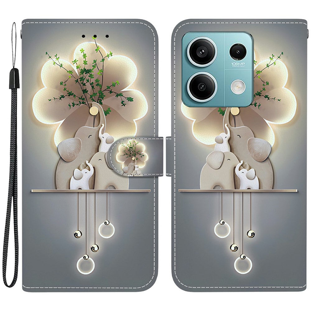 For Xiaomi Redmi Note 13 5G Case Pattern Printing Anti-Drop Leather Flip Wallet Phone Cover with Lanyard
