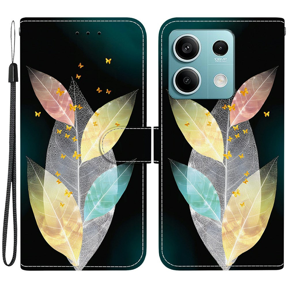 For Xiaomi Redmi Note 13 5G Case Pattern Printing Anti-Drop Leather Flip Wallet Phone Cover with Lanyard