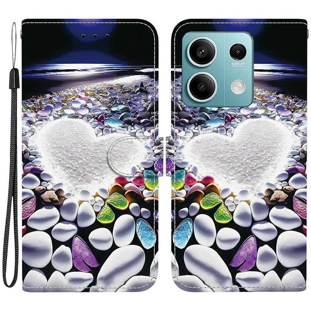 For Xiaomi Redmi Note 13 5G Case Pattern Printing Anti-Drop Leather Flip Wallet Phone Cover with Lanyard