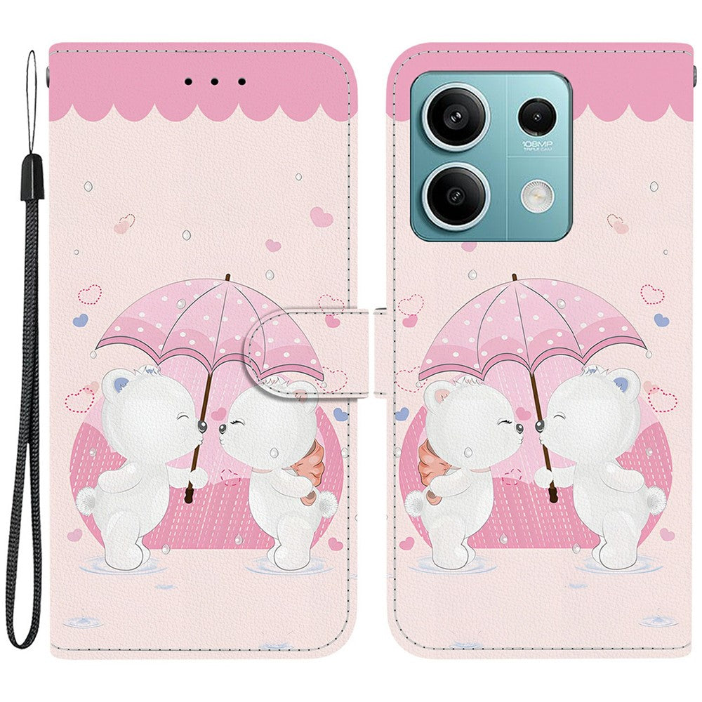 For Xiaomi Redmi Note 13 5G Case Pattern Printing Anti-Drop Leather Flip Wallet Phone Cover with Lanyard