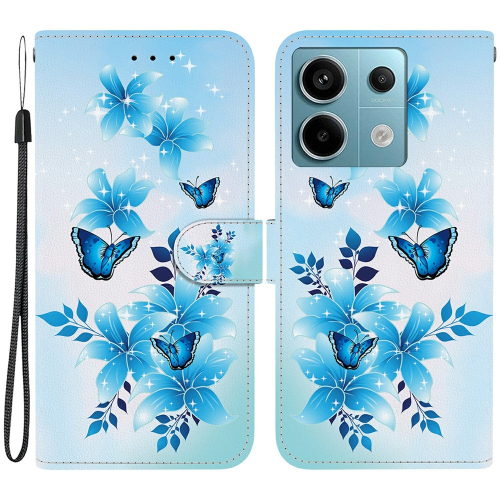 For Xiaomi Redmi Note 13 Pro 5G  /  Poco X6 5G Case Pattern Printing Anti-Drop Leather Flip Wallet Phone Cover with Lanyard