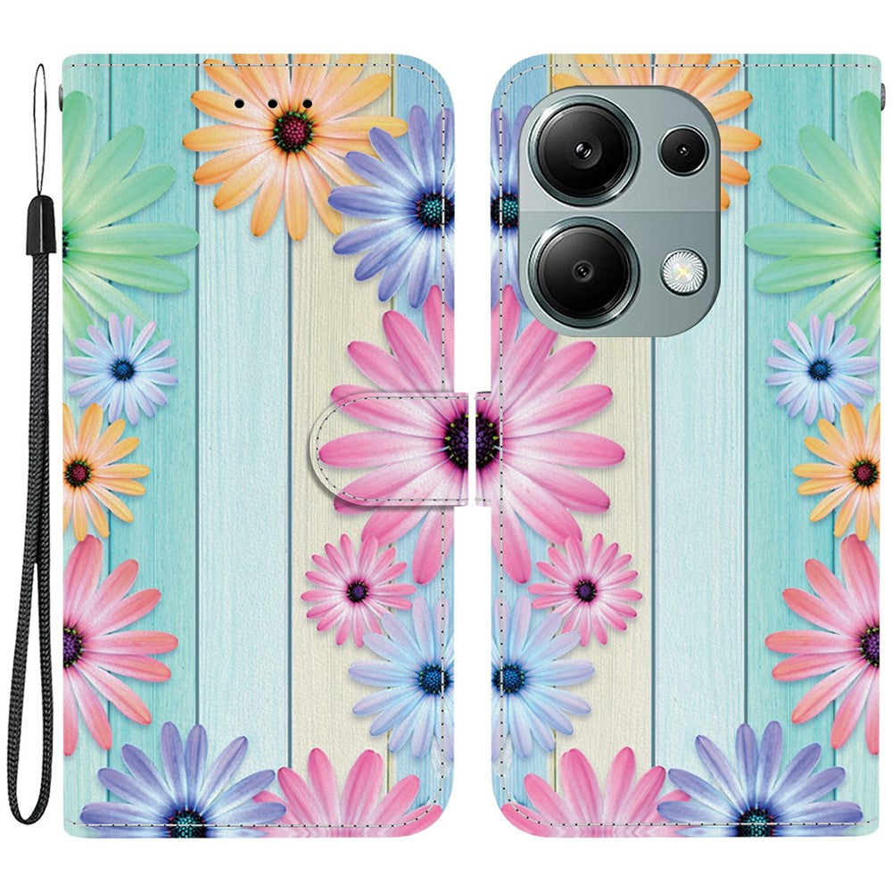 For Xiaomi Redmi Note 13 Pro 4G  /  Poco M6 Pro 4G Case Pattern Printing Anti-Drop Leather Wallet Phone Cover with Lanyard