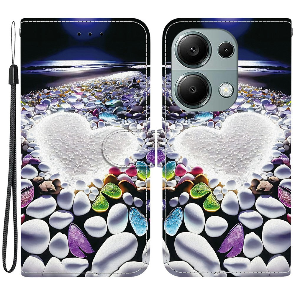 For Xiaomi Redmi Note 13 Pro 4G  /  Poco M6 Pro 4G Case Pattern Printing Anti-Drop Leather Wallet Phone Cover with Lanyard