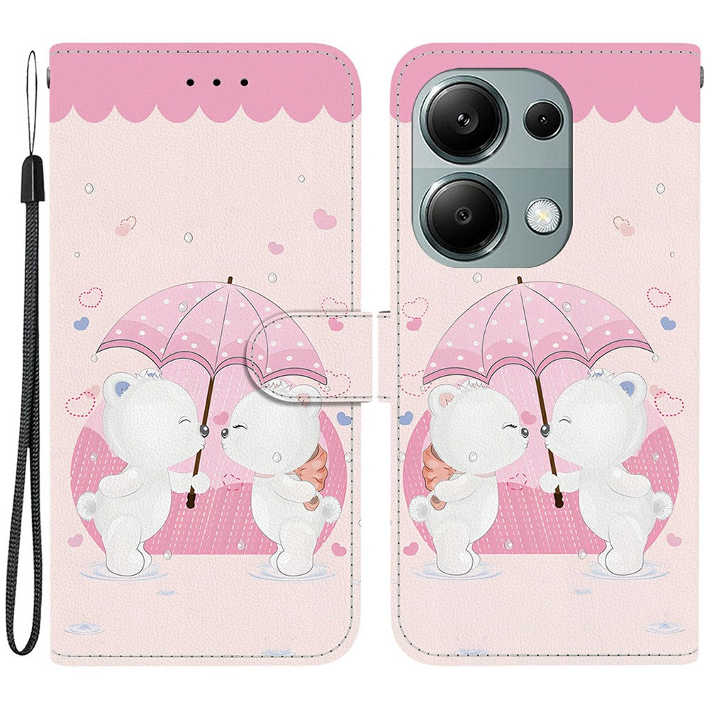 For Xiaomi Redmi Note 13 Pro 4G  /  Poco M6 Pro 4G Case Pattern Printing Anti-Drop Leather Wallet Phone Cover with Lanyard