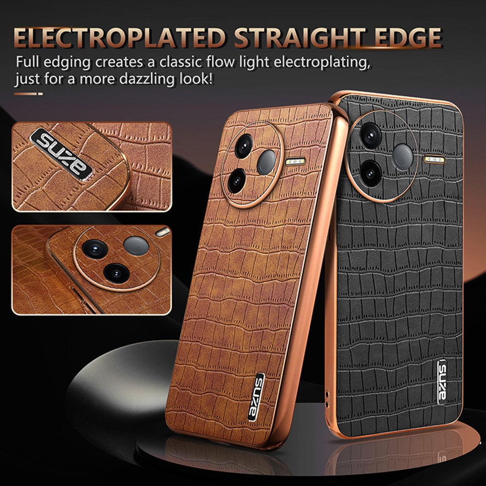 AZNS For Xiaomi Poco F7 Pro 5G / Redmi K80 5G Case Electroplating Crocodile Texture PU + TPU Phone Cover