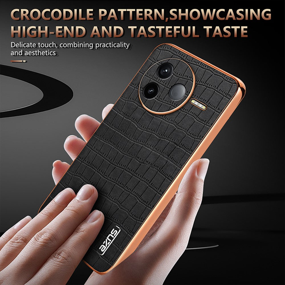 AZNS For Xiaomi Poco F7 Pro 5G / Redmi K80 5G Case Electroplating Crocodile Texture PU + TPU Phone Cover