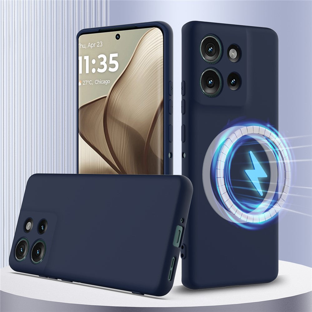 For Motorola Edge 50 5G Case Magnetic Case Liquid Silicone Phone Cover with Lanyard