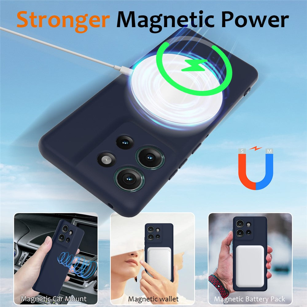 For Motorola Edge 50 5G Case Magnetic Case Liquid Silicone Phone Cover with Lanyard