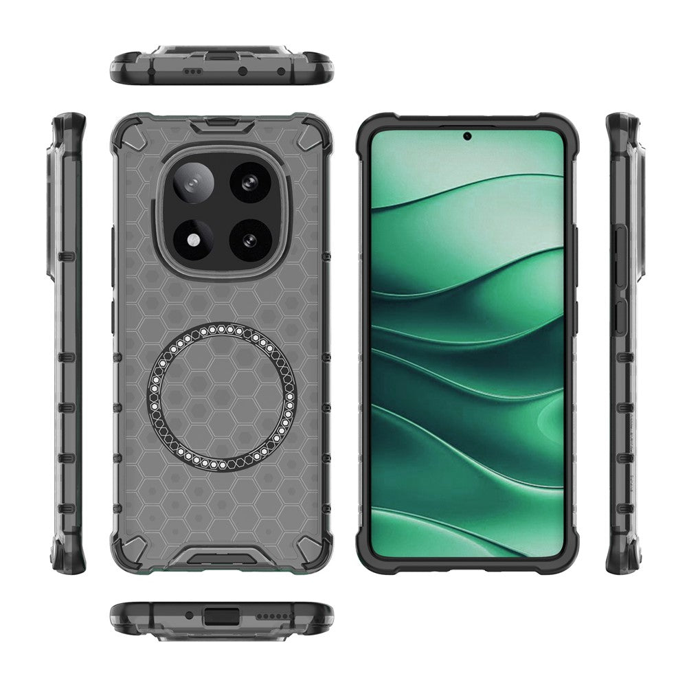 For Xiaomi Redmi Note 14 Pro 5G / Poco X7 5G Magnetic Case Honeycomb Design TPU + PC Phone Cover