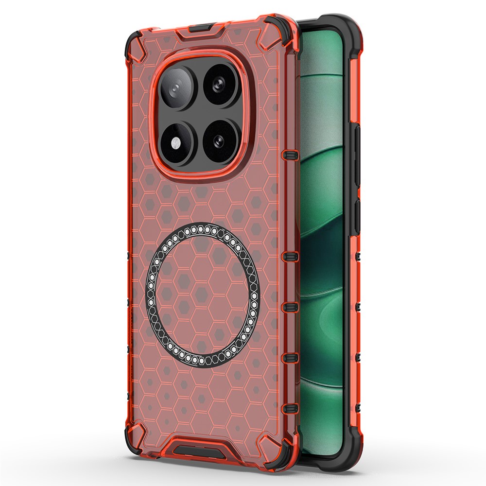 For Xiaomi Redmi Note 14 Pro 5G / Poco X7 5G Magnetic Case Honeycomb Design TPU + PC Phone Cover
