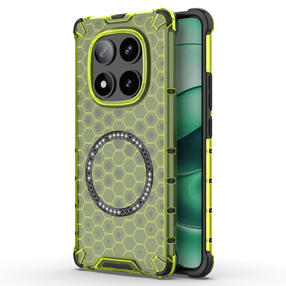 For Xiaomi Redmi Note 14 Pro 5G / Poco X7 5G Magnetic Case Honeycomb Design TPU + PC Phone Cover