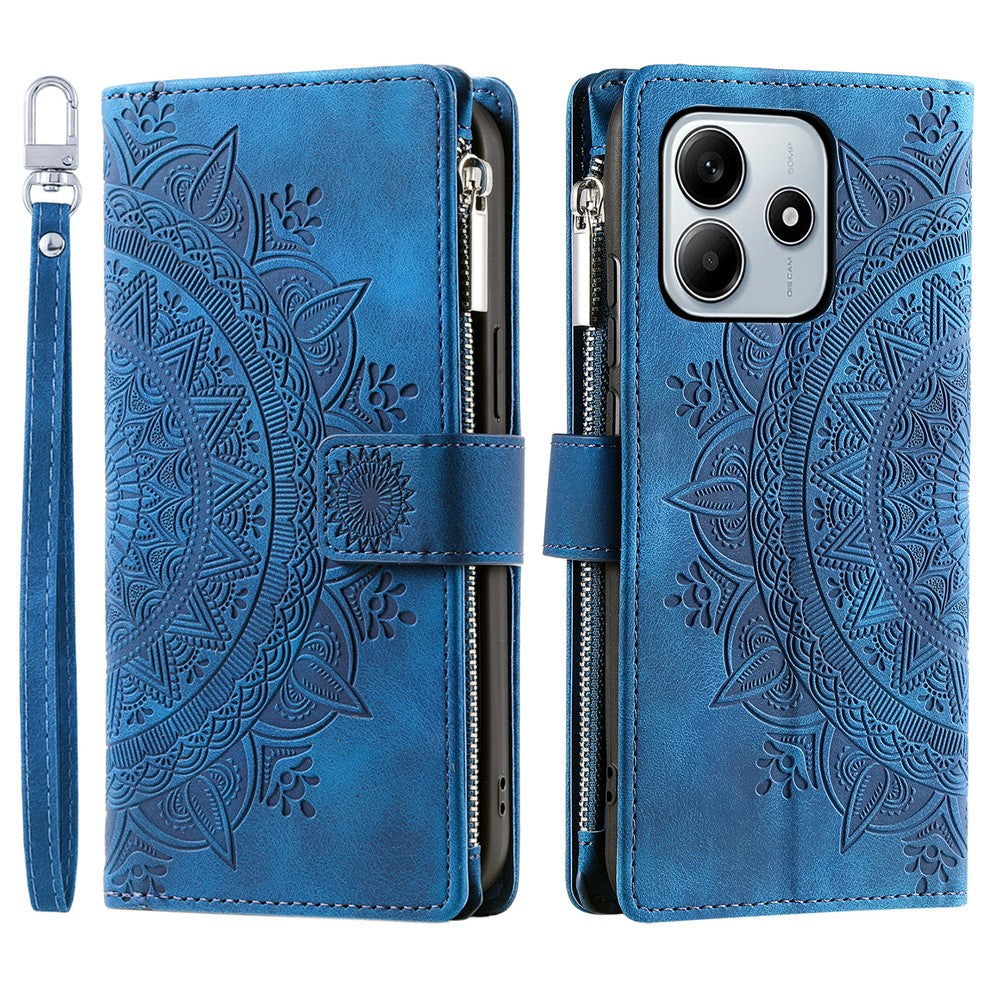 Style 006 For Xiaomi Redmi Note 14 5G Wallet Case PU Leather Phone Cover Mandala Flower Pattern