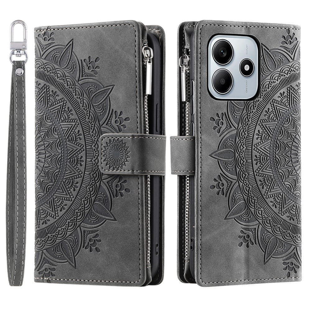 Style 006 For Xiaomi Redmi Note 14 5G Wallet Case PU Leather Phone Cover Mandala Flower Pattern