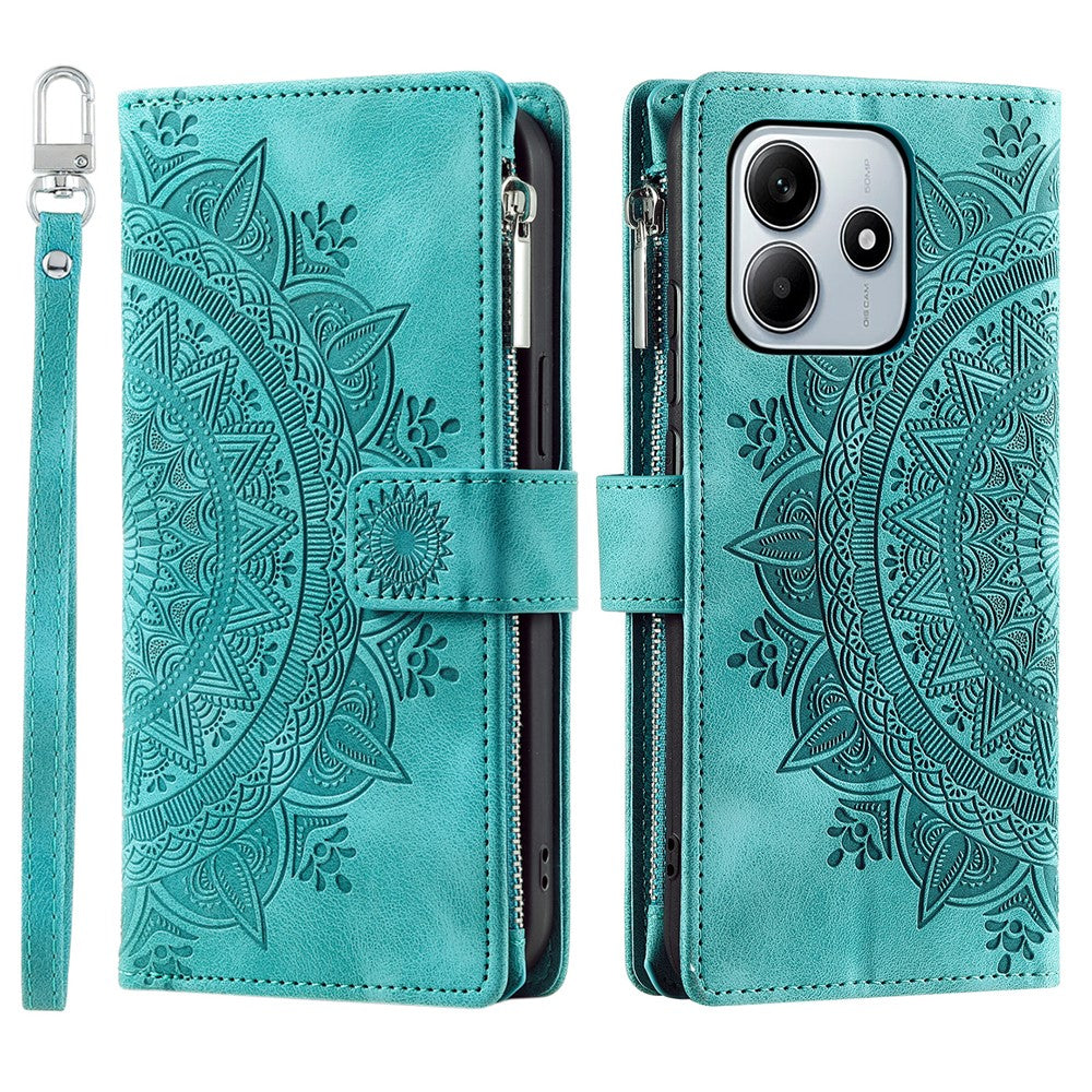 Style 006 For Xiaomi Redmi Note 14 5G Wallet Case PU Leather Phone Cover Mandala Flower Pattern