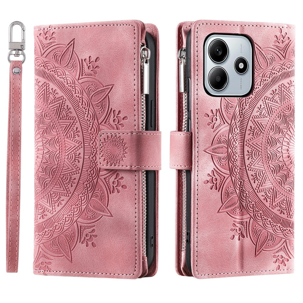 Style 006 For Xiaomi Redmi Note 14 5G Wallet Case PU Leather Phone Cover Mandala Flower Pattern