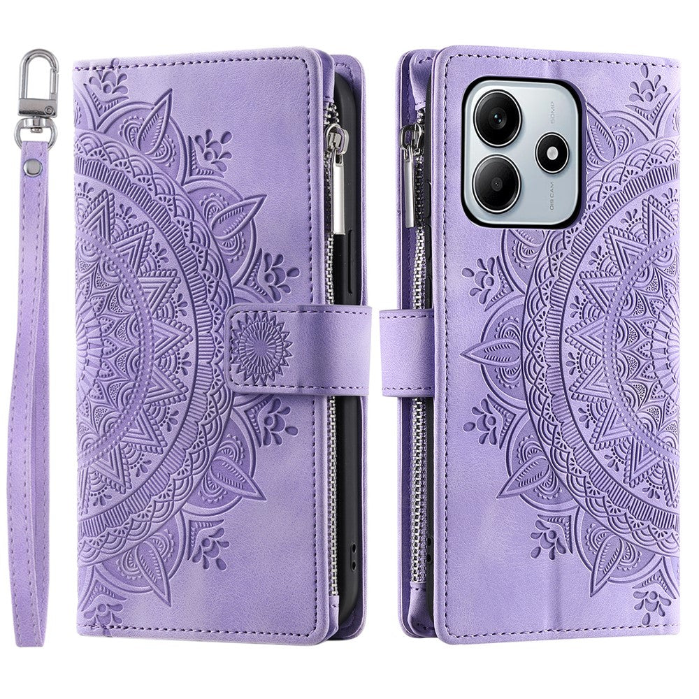 Style 006 For Xiaomi Redmi Note 14 5G Wallet Case PU Leather Phone Cover Mandala Flower Pattern