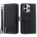 For Xiaomi Redmi Note 14 5G Case PU Leather Phone Cover with Zipper Wallet 9 Card Slots