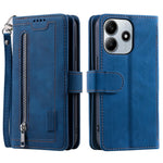 For Xiaomi Redmi Note 14 5G Case PU Leather Phone Cover with Zipper Wallet 9 Card Slots
