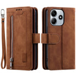 For Xiaomi Redmi Note 14 5G Case PU Leather Phone Cover with Zipper Wallet 9 Card Slots
