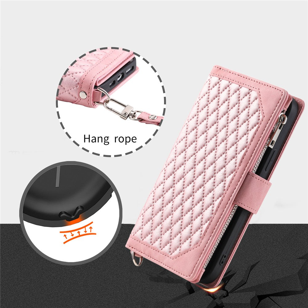 Style 005 For Xiaomi Redmi Note 14 5G Wallet Case Rhombus Stitching Line PU Leather Phone Cover