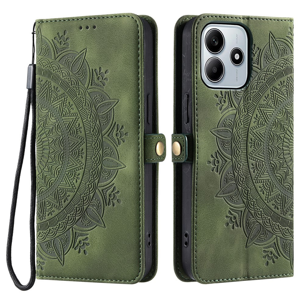 Style 016 For Xiaomi Redmi Note 14 5G Case Skin Feel Totem Imprinted Wallet Leather Phone Cover