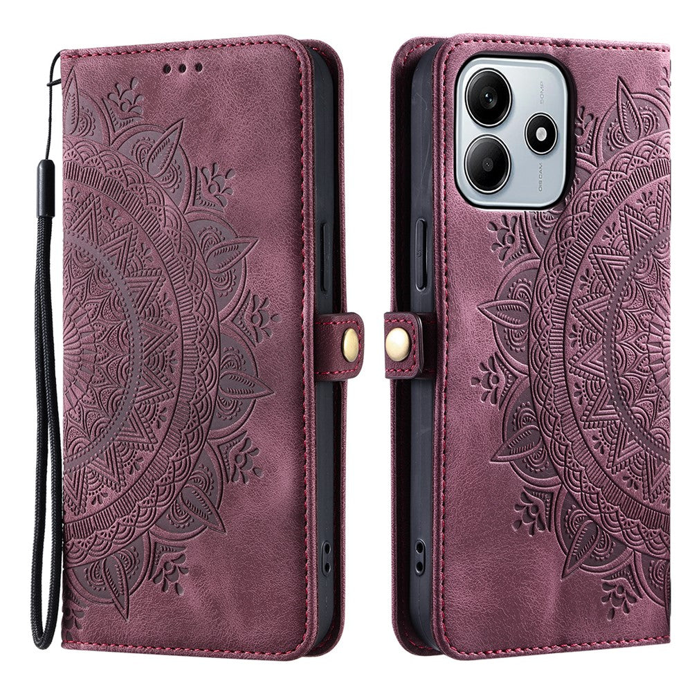 Style 016 For Xiaomi Redmi Note 14 5G Case Skin Feel Totem Imprinted Wallet Leather Phone Cover