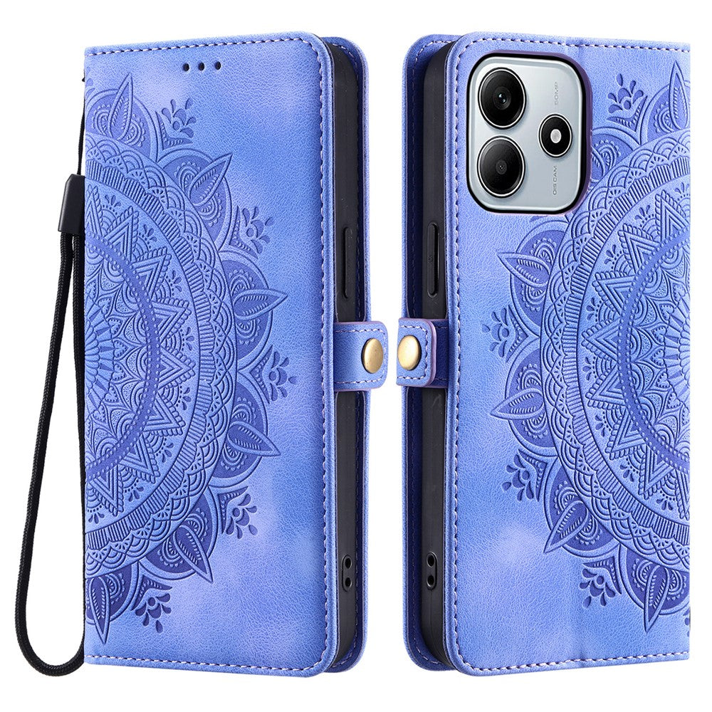 Style 016 For Xiaomi Redmi Note 14 5G Case Skin Feel Totem Imprinted Wallet Leather Phone Cover