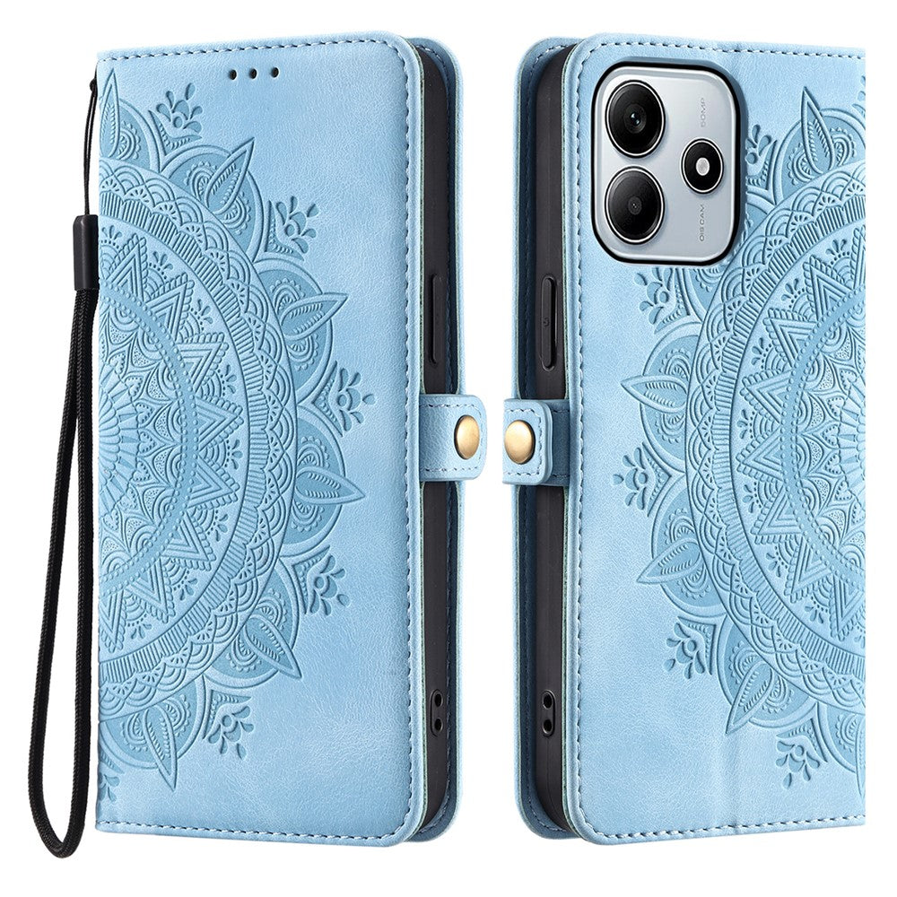 Style 016 For Xiaomi Redmi Note 14 5G Case Skin Feel Totem Imprinted Wallet Leather Phone Cover