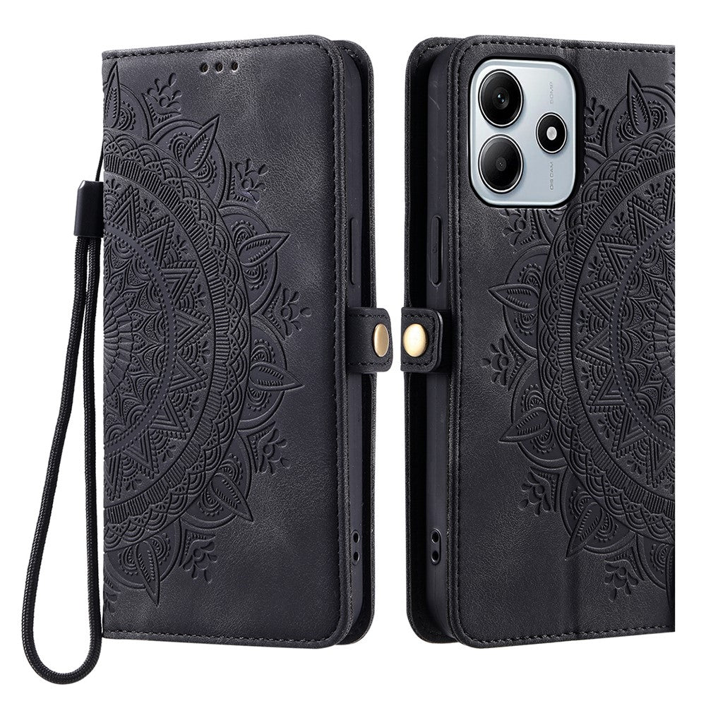 Style 016 For Xiaomi Redmi Note 14 5G Case Skin Feel Totem Imprinted Wallet Leather Phone Cover