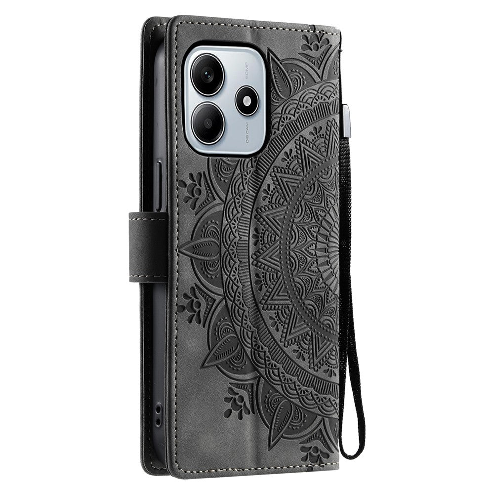 Style 018 For Xiaomi Redmi Note 14 5G Case Imprinted Totem Skin Feel Wallet Leather Phone Cover