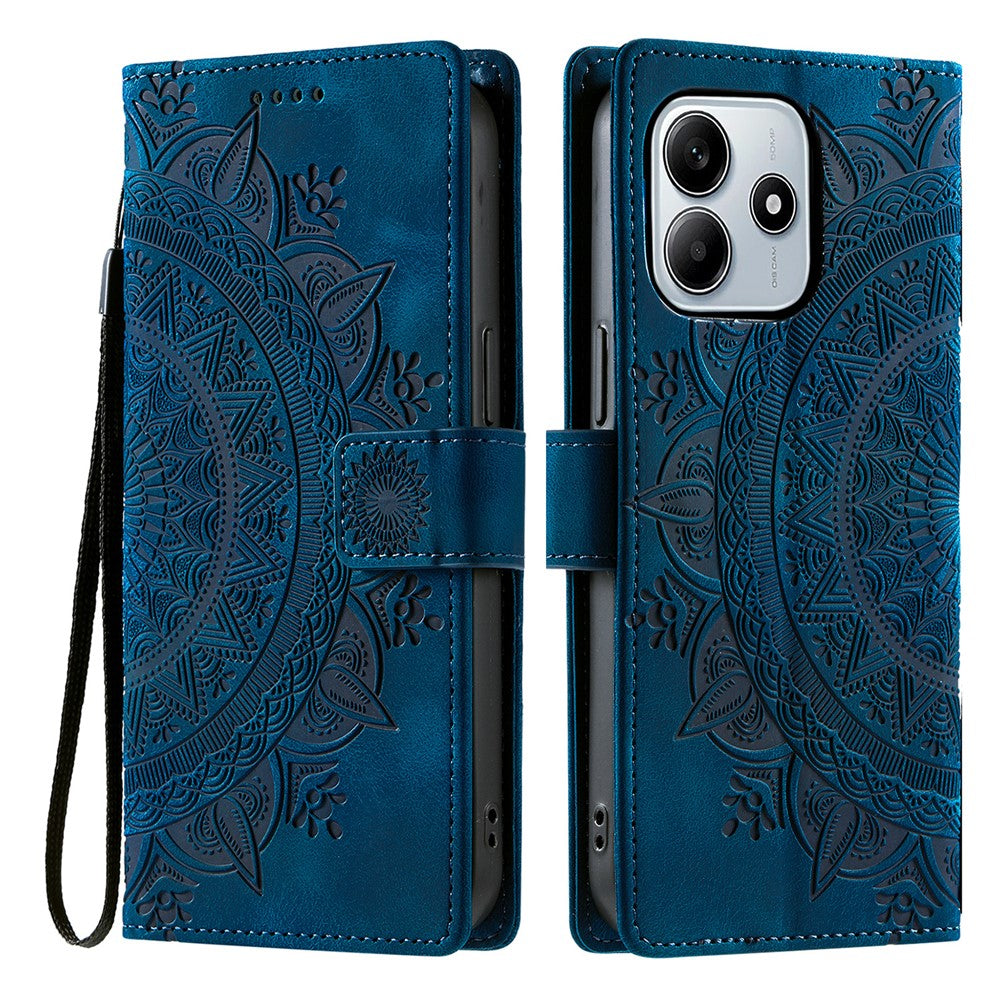 Style 018 For Xiaomi Redmi Note 14 5G Case Imprinted Totem Skin Feel Wallet Leather Phone Cover