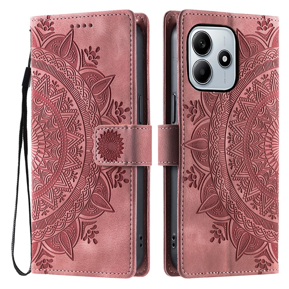 Style 018 For Xiaomi Redmi Note 14 5G Case Imprinted Totem Skin Feel Wallet Leather Phone Cover