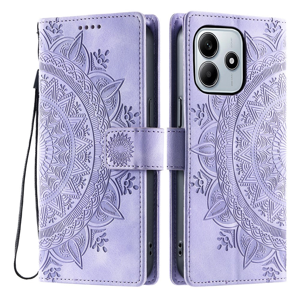 Style 018 For Xiaomi Redmi Note 14 5G Case Imprinted Totem Skin Feel Wallet Leather Phone Cover