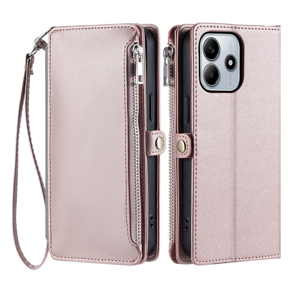 015 Style For Xiaomi Redmi Note 14 5G Case TPU+PU Leather Wallet Phone Cover with Straps