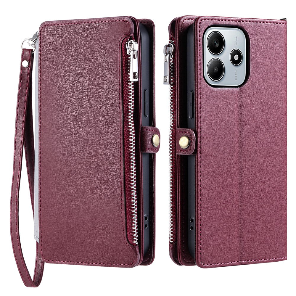 015 Style For Xiaomi Redmi Note 14 5G Case TPU+PU Leather Wallet Phone Cover with Straps